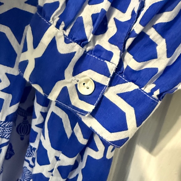 Tuckernuck‎ Ro’s Garden Romy Long Sleeve Printed Shirt Dress Blue Size Large - Picture 6 of 7